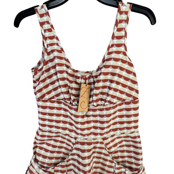Zac Posen Z Spoke Mini Dress Size 4 Orange Taupe Geometric Stripe Fit Flare RARE - Picture 5 of 16